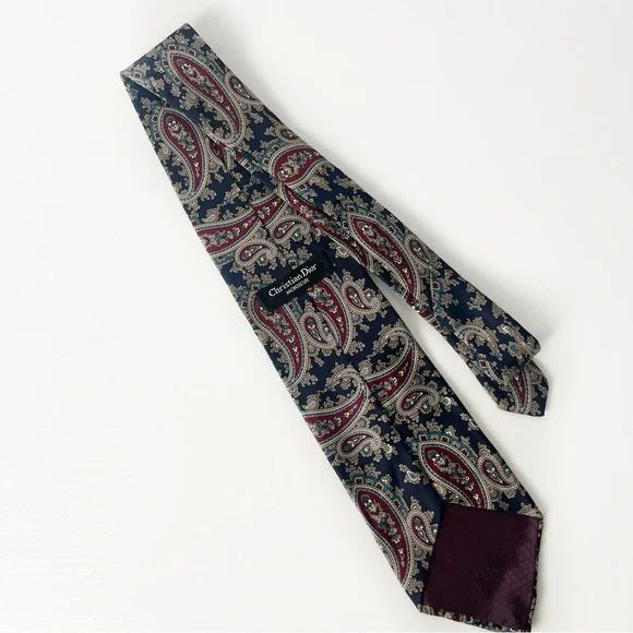 Dior Navy and Burgundy Paisley Tie - Picture 4 of 7